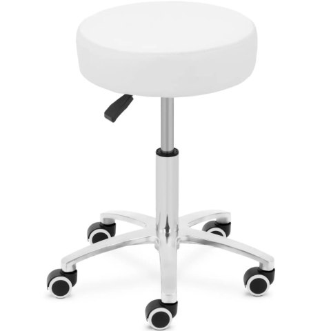 Taboret stołek kosmetyczny na kółkach do 120 kg COMO - biały Taboret stołek kosmetyczny na kółkach do 120 kg COMO - biały