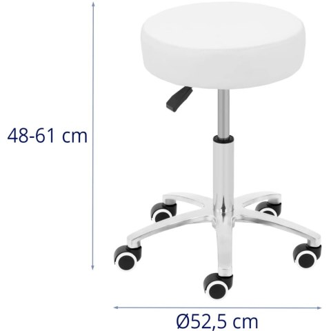 Taboret stołek kosmetyczny na kółkach do 120 kg COMO - biały Taboret stołek kosmetyczny na kółkach do 120 kg COMO - biały