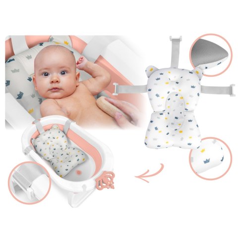 Wanienka składana dla dzieci, niemowląt z wkładką Ricokids RK-286 biało-różowa Wanienka składana dla dzieci, niemowląt z wkładką Ricokids RK-286 biało-różowa