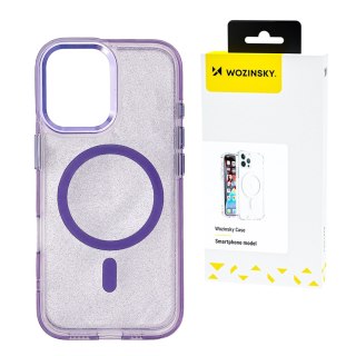 Etui ochronne na Samsung Galaxy S25 Ultra z Mag Safe - fioletowe z brokatem