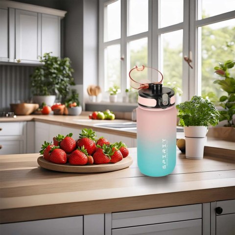 Butelka na wodę bidon z ustnikiem sportowy 600ml różowo-niebieski Butelka na wodę bidon z ustnikiem sportowy 600ml różowo-niebieski