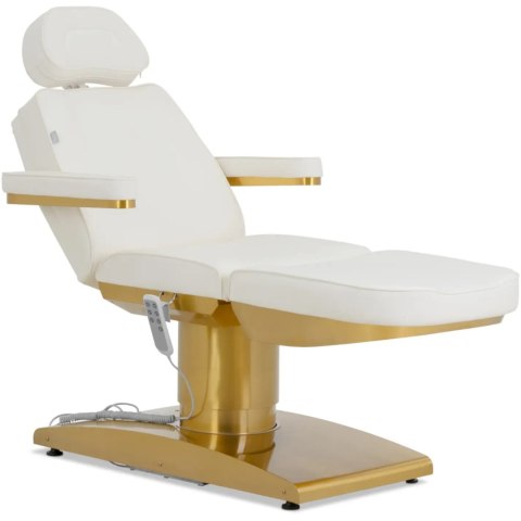 Fotel kosmetyczny SPA podgrzewany 3 silniki 200 kg VARESE - biało złoty Fotel kosmetyczny SPA podgrzewany 3 silniki 200 kg VARESE - biało złoty