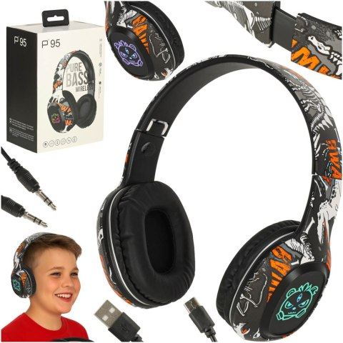 Słuchawki bezprzewodowe nauszne Bluetooth Gaming Sport czarne Słuchawki bezprzewodowe nauszne Bluetooth Gaming Sport czarne
