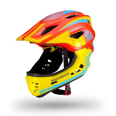 Kask rowerowy dziecięcy z odpinaną szczęką rozmiar S - żółto-pomarańczowy Kask rowerowy dziecięcy z odpinaną szczęką rozmiar S - żółto-pomarańczowy