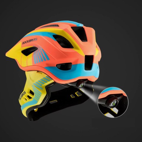 Kask rowerowy dziecięcy z odpinaną szczęką rozmiar S - żółto-pomarańczowy Kask rowerowy dziecięcy z odpinaną szczęką rozmiar S - żółto-pomarańczowy