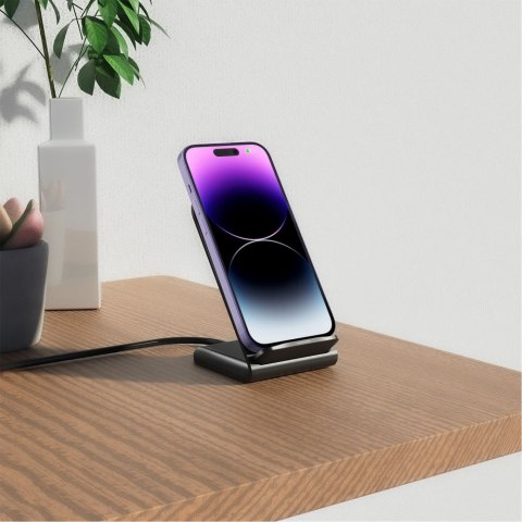 Ładowarka indukcyjna do smartfona w formie stojaka 15W - czarna