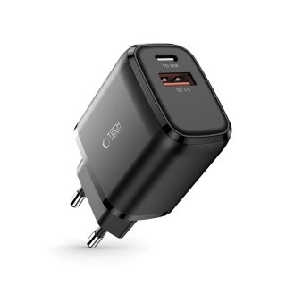 Ładowarka sieciowa USB-C PD 20W / USB-A QC 3.0 - czarna