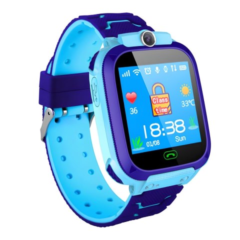 Smartwatch zegarek dla dzieci na kartę SIM lokalizacja GPS SOS kamera latarka - niebieski