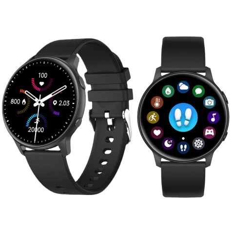 Smartwatch zegarek sportowy funkcyjny pulsometr ciśnieniomierz sen muzyka 45 mm - czarny