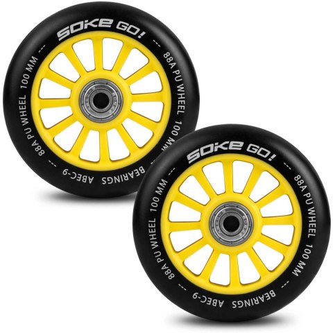 Kółka do hulajnogi 100 mm żółte 2 szt. Kółka do hulajnogi 100 mm żółte 2 szt.