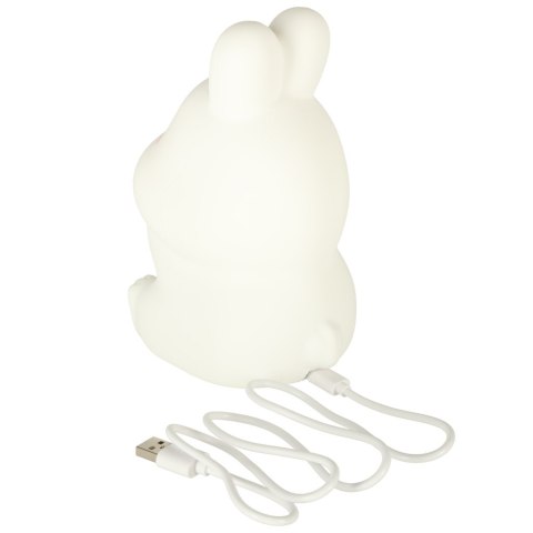 Lampka nocna dla dzieci silikonowa dotykowa miękka LED RGB biała z różem króliczek