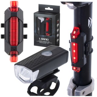 Lampka rowerowa LED RALLEX zestaw tył-przód na rower kierownicę USB