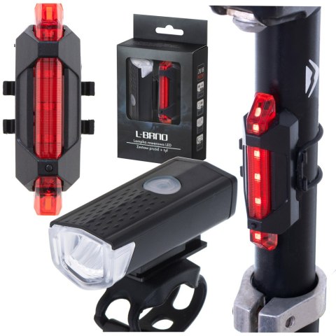 Lampka rowerowa LED RALLEX zestaw tył-przód na rower kierownicę USB
