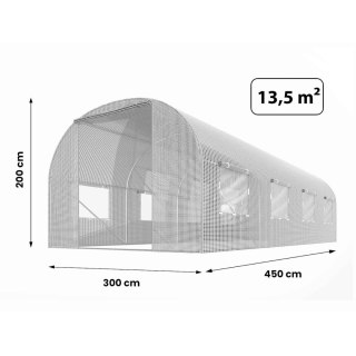 Tunel ogrodowy 3x4,5m (13,5m2) biały Plonos