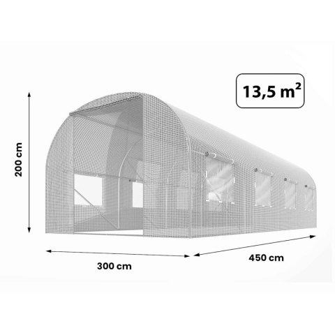 Tunel ogrodowy 3x4,5m (13,5m2) biały Plonos